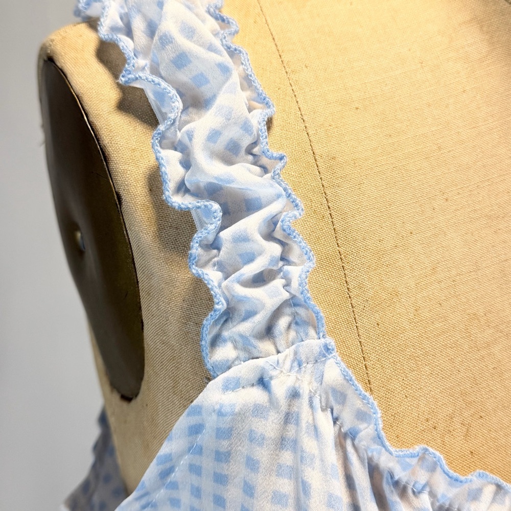 Sugar Kiss picnic gingham check tank top milkmaid prairie country ruffle bow tie - Picture 5 of 9